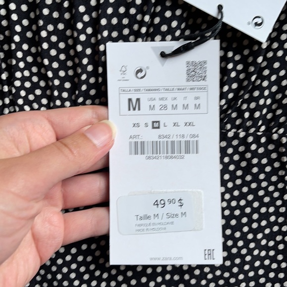 ZARA DRAPED POLKA DOT DRESS TRF - Picture 5 of 6